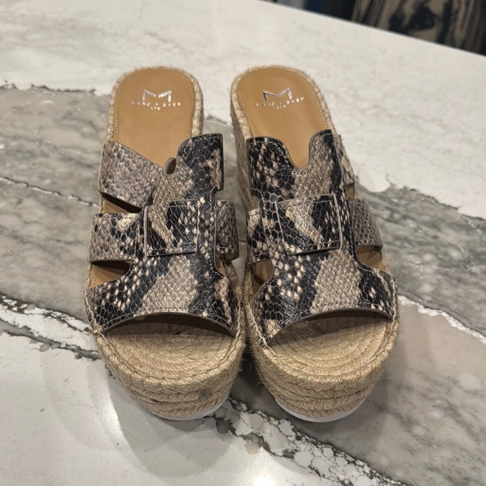 Marc Fisher Black and Gray Platform Espadrilles